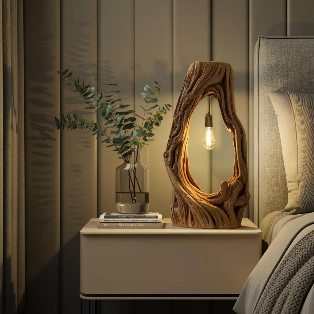 Rustic Floor Lamp With Exposed Bulb For Living Room