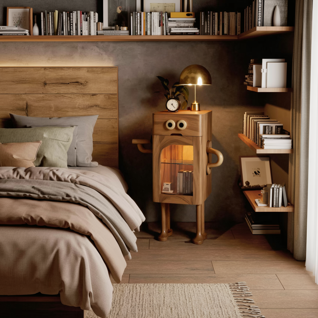 Whimsical Robot Nightstand For Kids Bedroom Or Playroom
