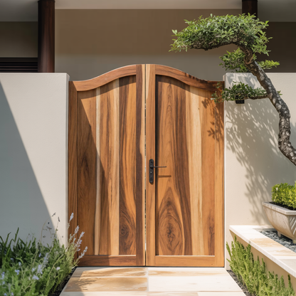 Curved Top Garden Gate Double Entry Door For Villa Courtyard