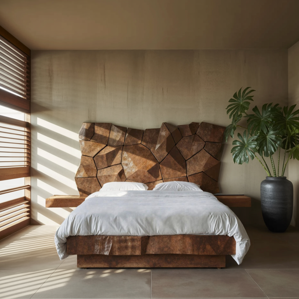 Modern Geometric Headboard Panel For King Or Queen Bed