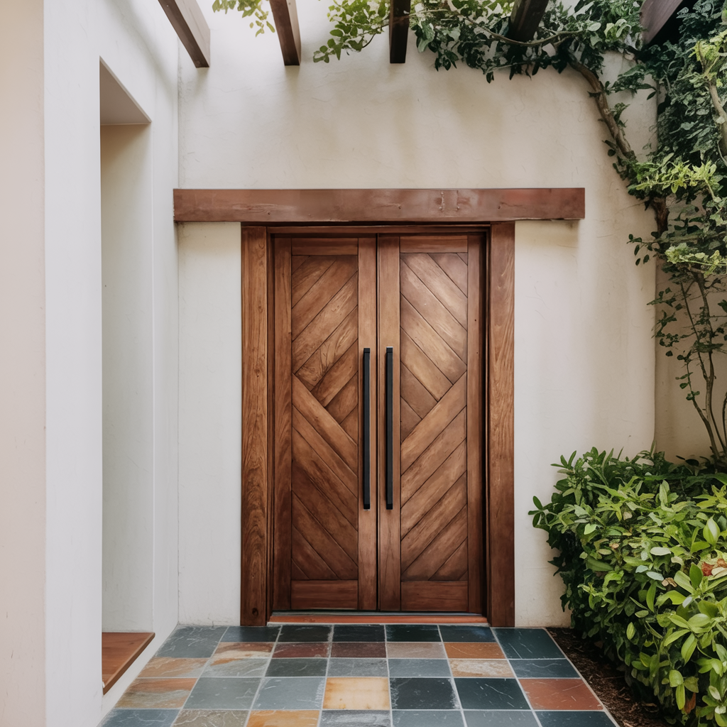 Rustic Double Front Door Modern Entryway Contemporary House Villa