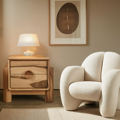 Modern Nightstand With Round Handle Bedside Table For Bedroom And Living Room