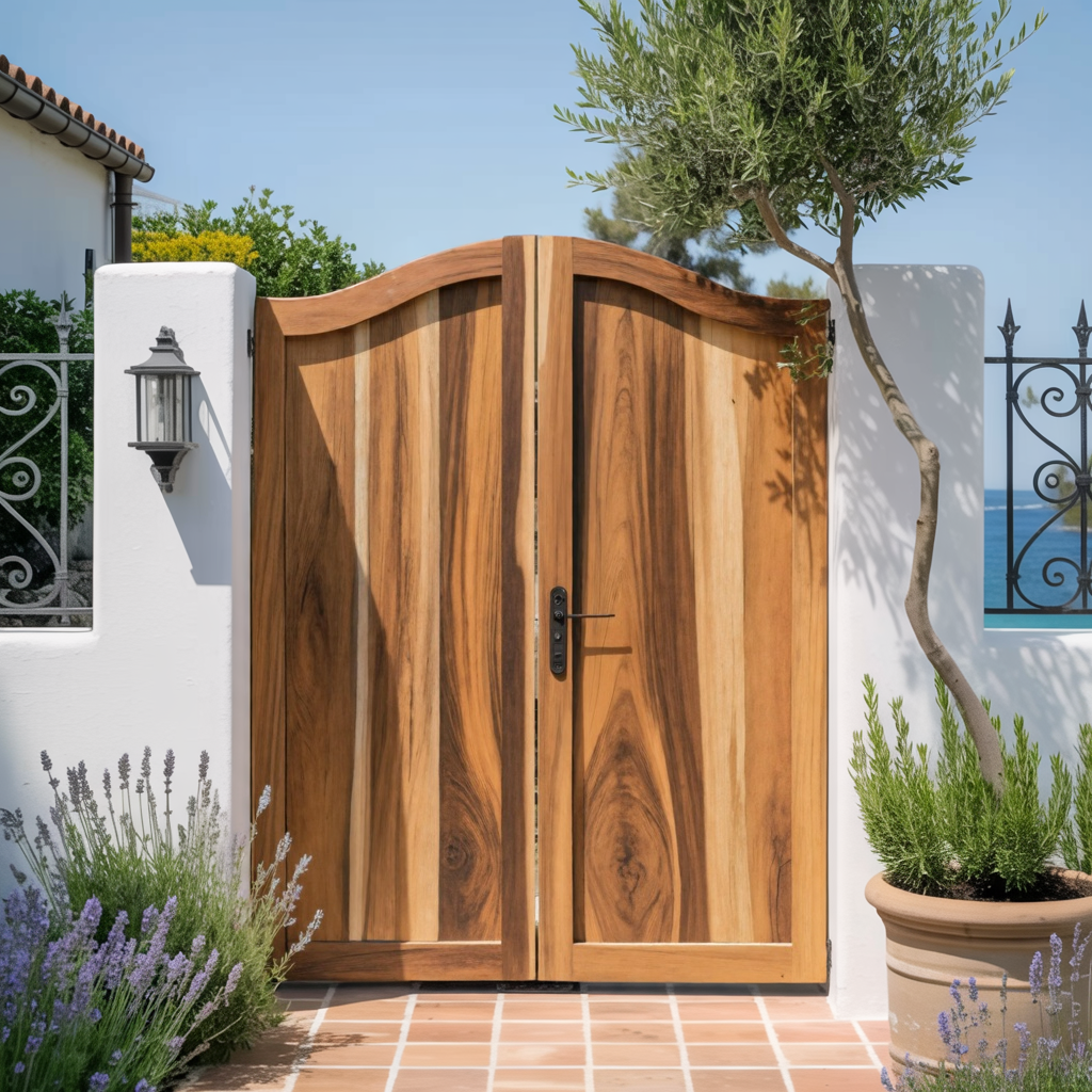 Curved Top Garden Gate Double Entry Door For Villa Courtyard