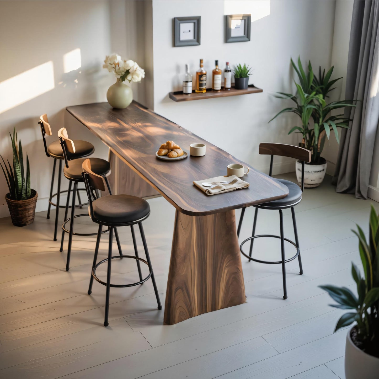 Modern Minimalist Wood Bar Table For Kitchen And Dining