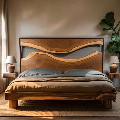 Artistic Live Edge Headboard For Bedroom Centerpiece