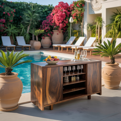 Modern Outdoor Bar Cabinet With Wine Storage For Patio