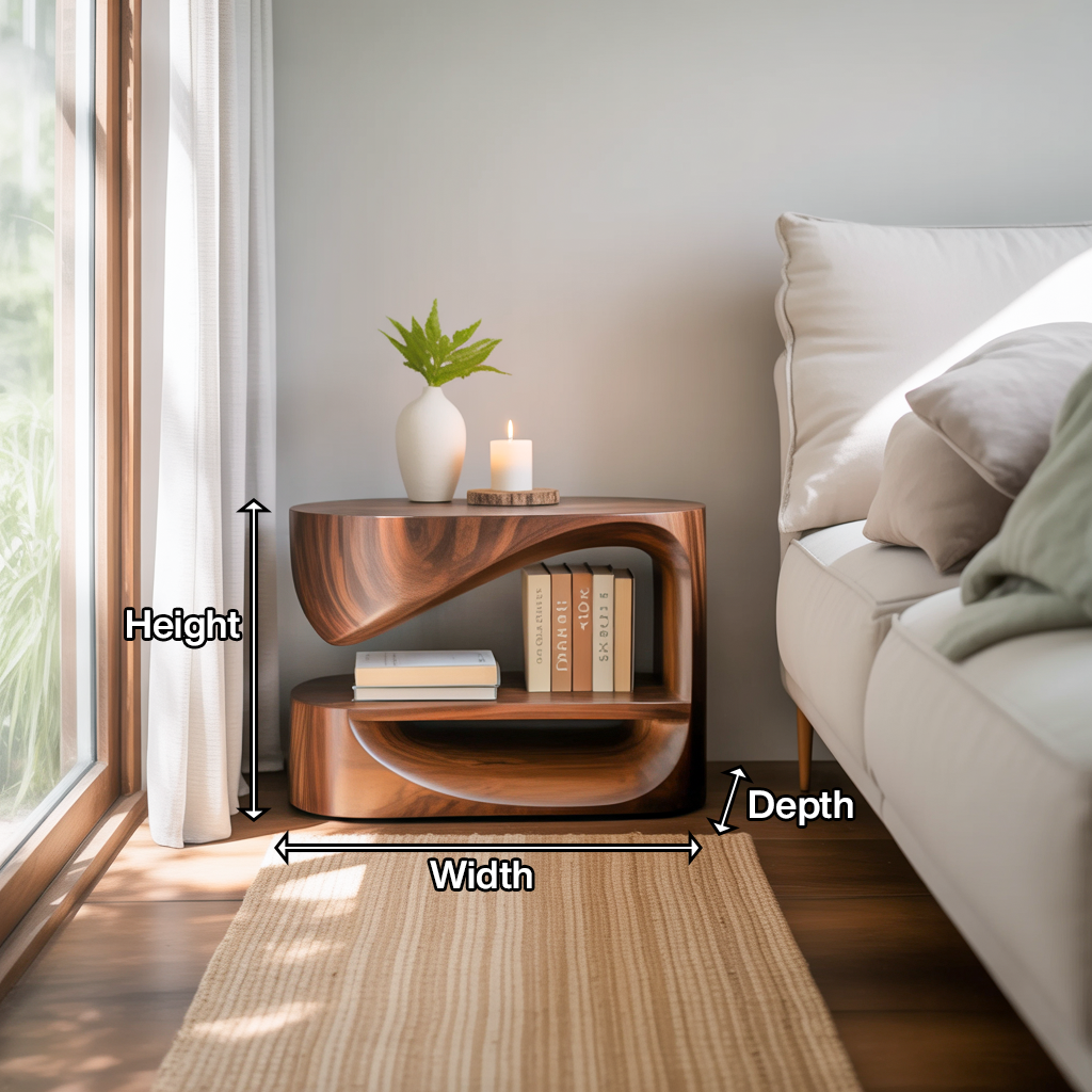 Modern Curved Nightstand With Open Shelf For Minimalist Rooms