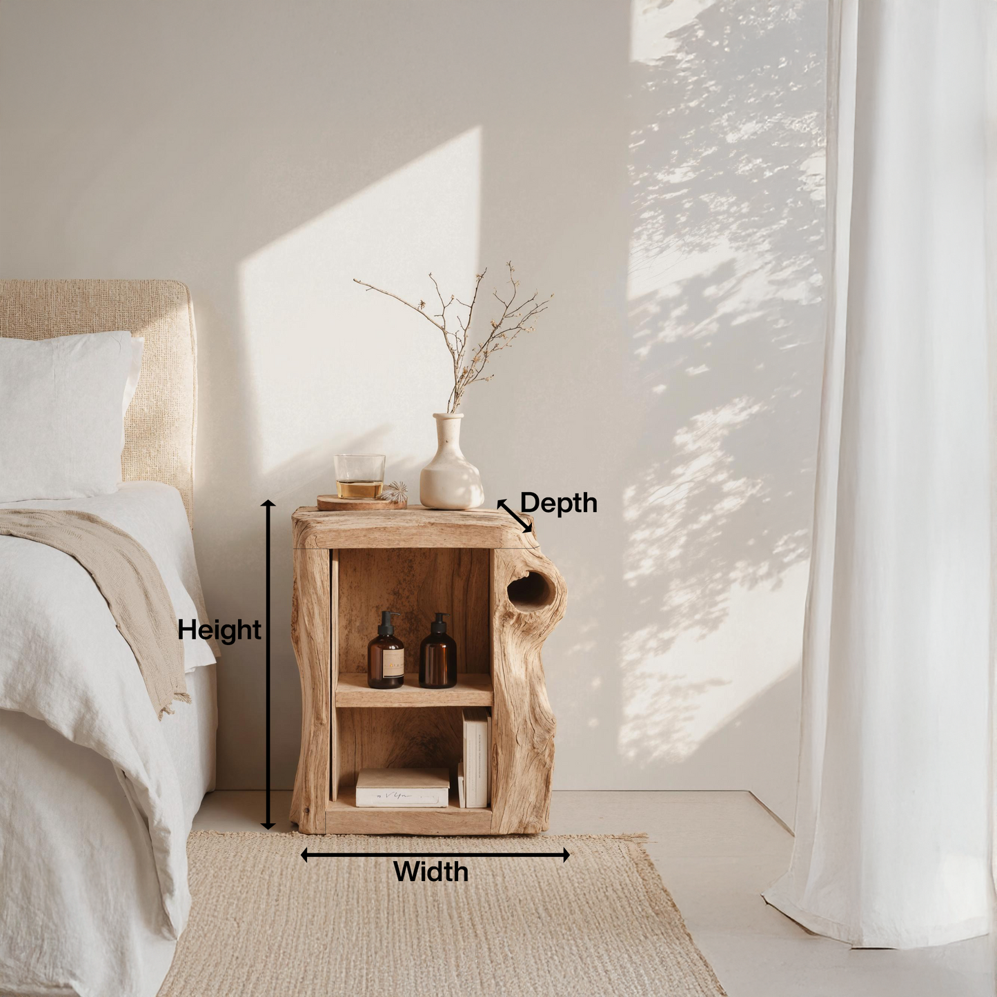 Handcrafted Live Edge Nightstand For Elegant Bedroom