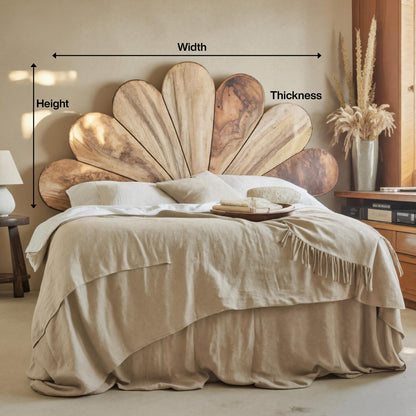 Boho Flower Petal Headboard Bed For Queen And King Bedroom