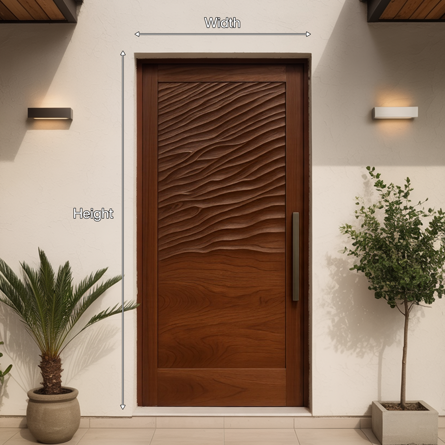 Modern Wave Pattern Front Door Design For Entryway