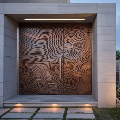 Contemporary Sculpted Door For Grand Entryway Or Modern Villa