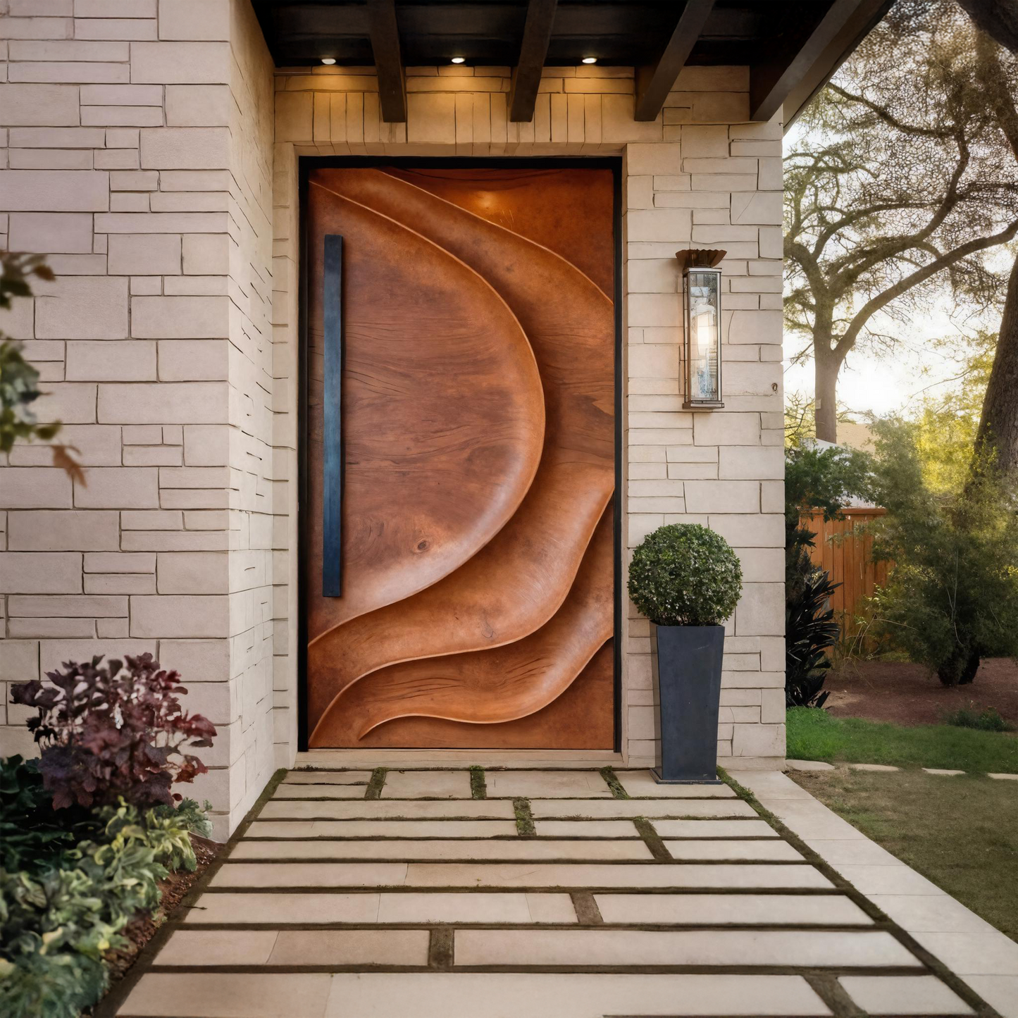 Sculptural Front Door Design For Modern Entryway