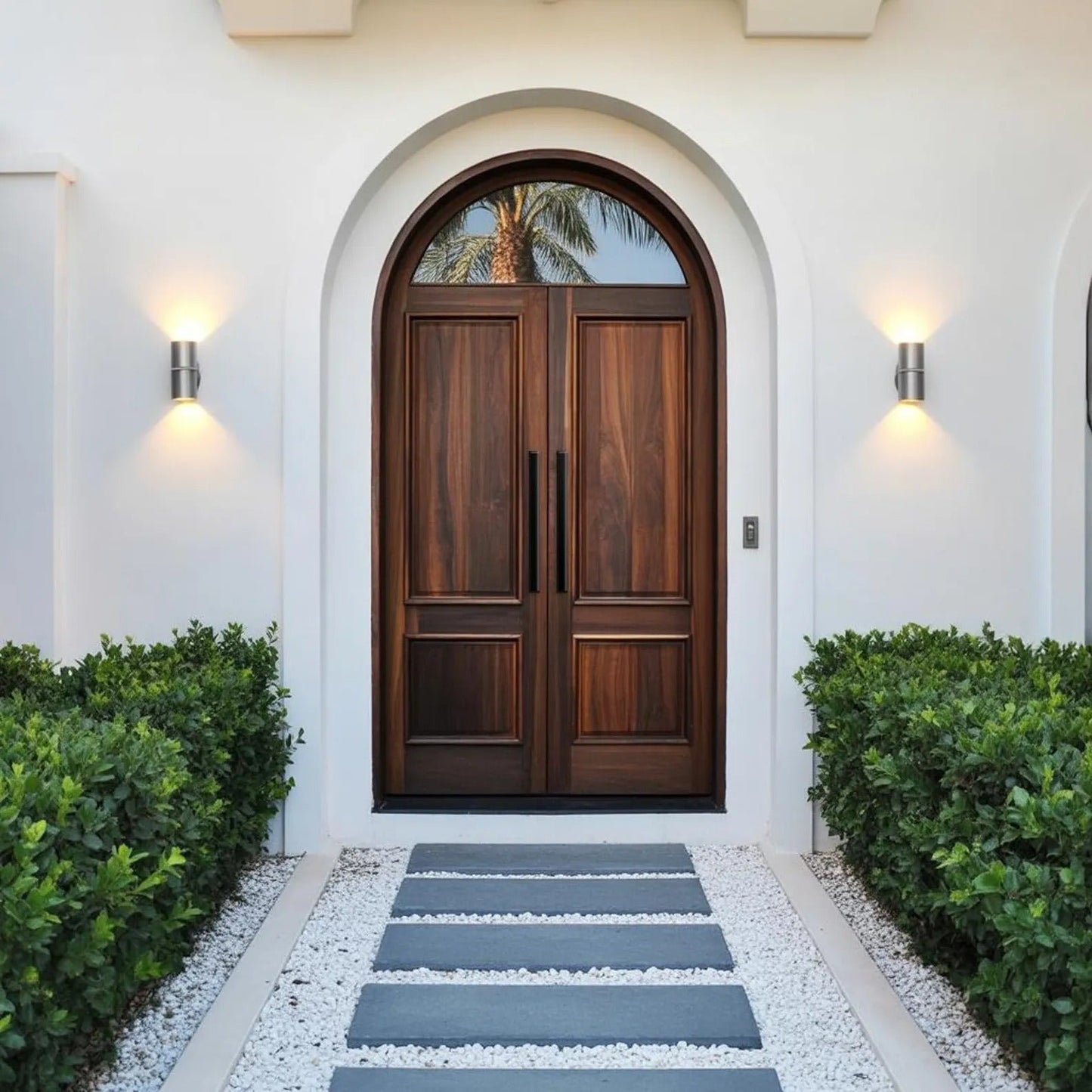 Modern Arched Entry Door For Minimalist Contemporary Home