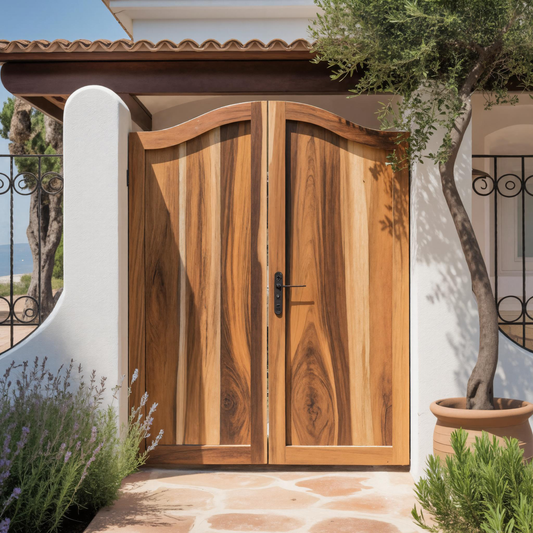 Curved Top Garden Gate Double Entry Door For Villa Courtyard