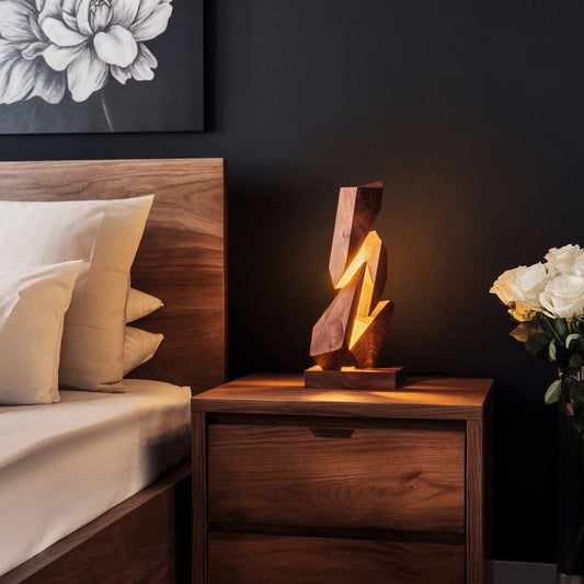 Rustic Geometric Table Lamp For Bedroom Nightstand