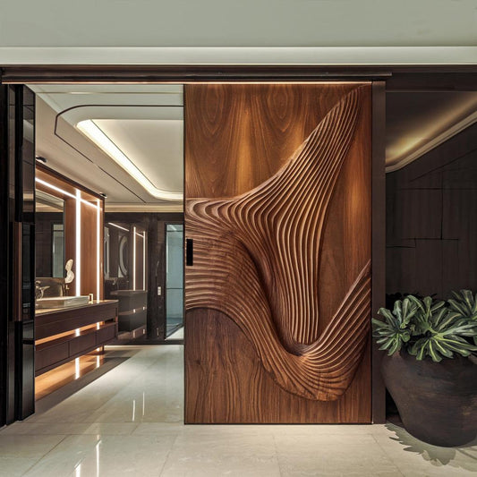 Modern Carved Sliding Door For Bathroom And Entrance