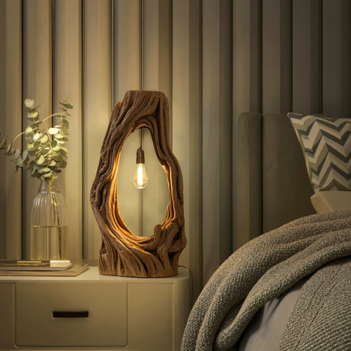 Rustic Floor Lamp With Exposed Bulb For Living Room