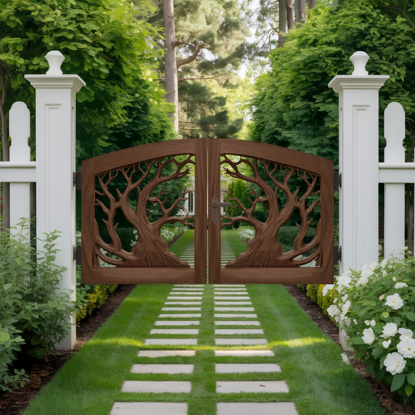 Rustic Tree Branch Gate Design For Garden Entrance