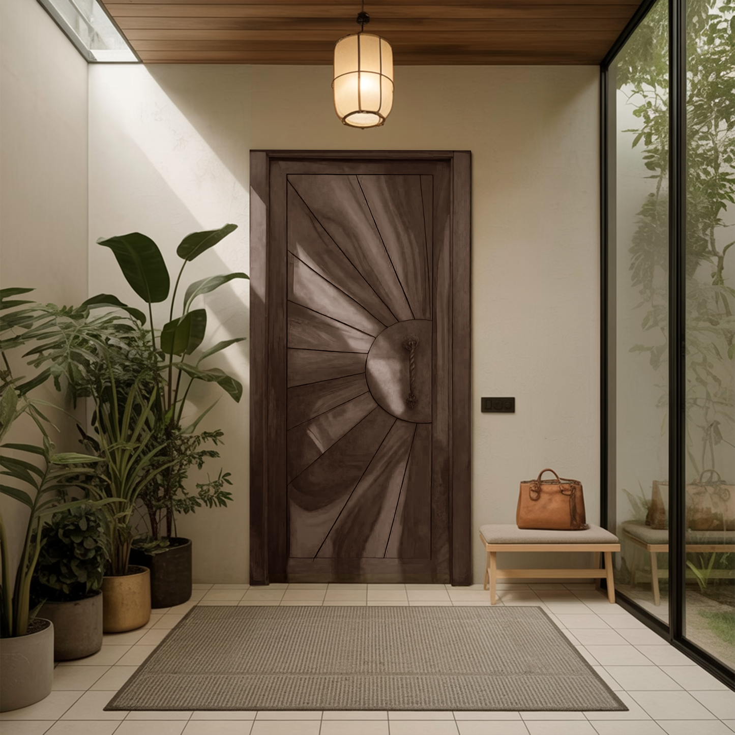 Modern Sunburst Front Door Design For Entryway