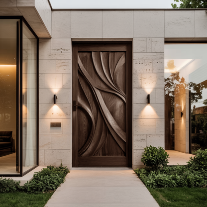 Artistic Carved Door Design For Hallway And Entrance